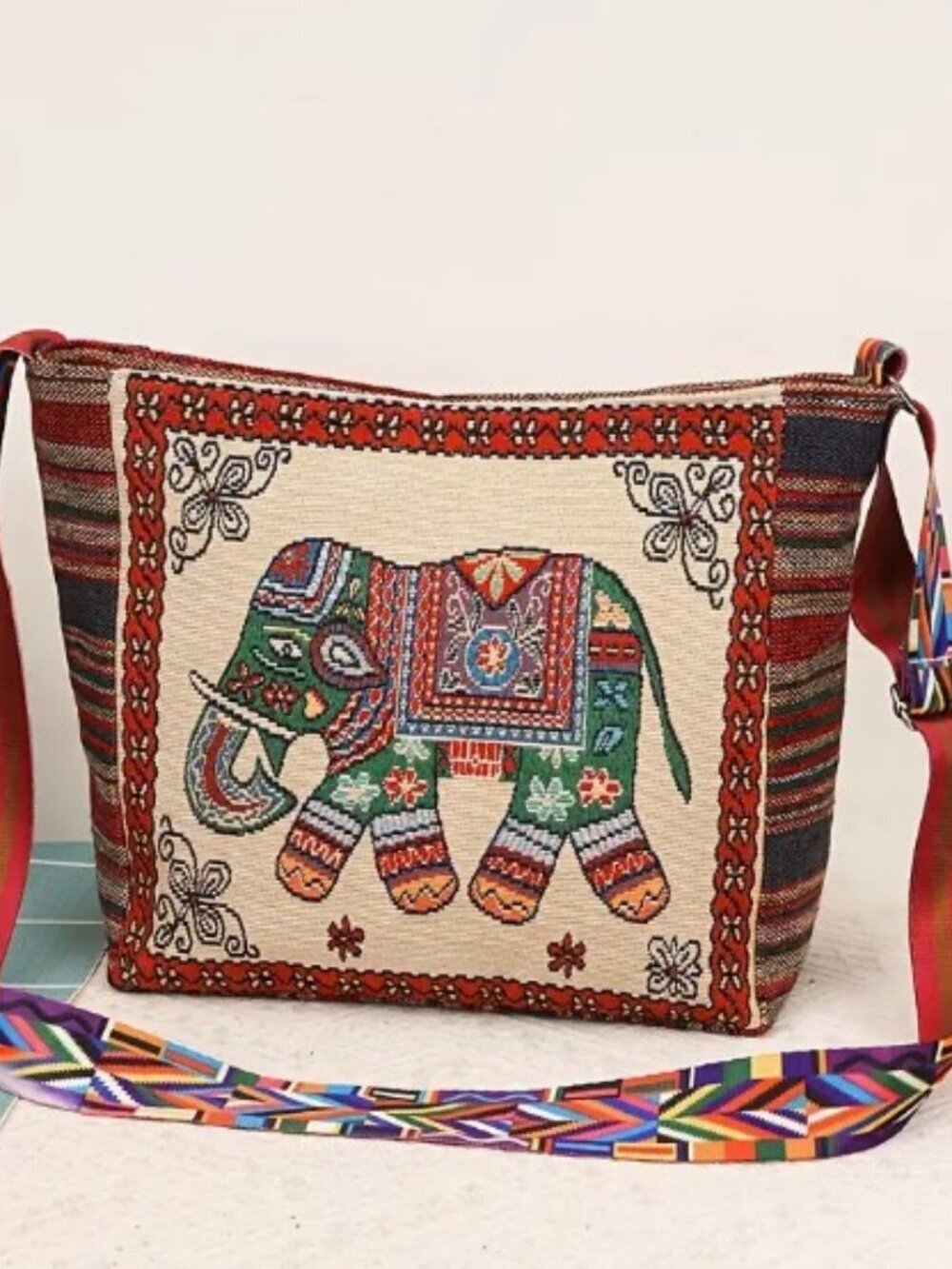 Elephant Pattern Detailed Shoulder Bag Portable Multifunctional Crossbody Bag
